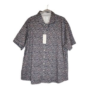 NEW Brax Hi Flex Modern Fit Easy Care Floral Button Down Short Sleeve Sh…